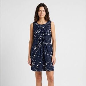 GAP Navy and Cream Patterned Mini Dress with Knot Women size 12